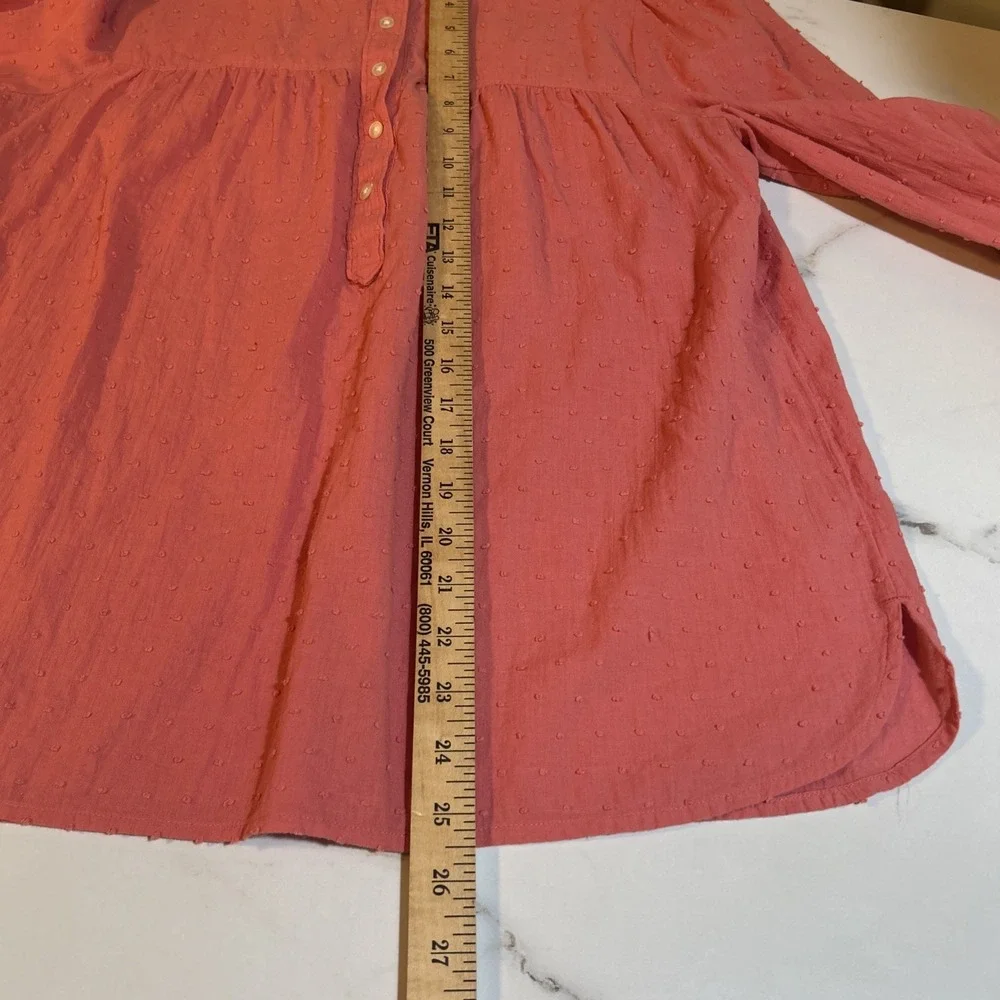 LOFT Women's Quarter Button Blouse Pink w Speckles Size Large - Picture 7 of 7